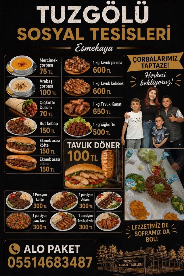 Tuzgölü Sosyal Tesisleri menü ve lezzetleri